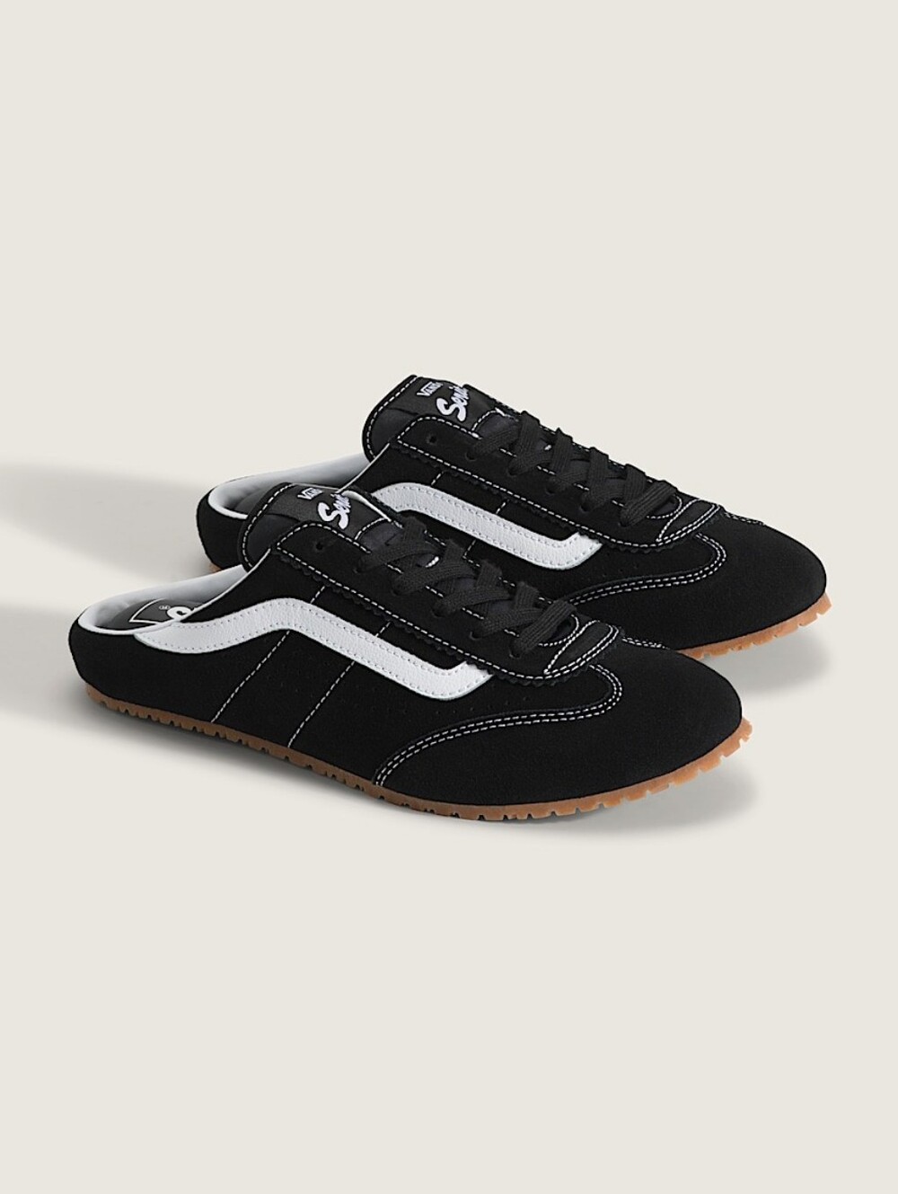 Vans black/white Super Lowpro mule sneakers, size 11/10